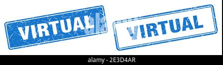 virtual square stamp. virtual grunge sign set Stock Vector