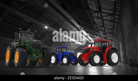 3D rendering of a tractor computer model machinery agriculture tool ...