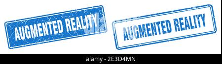 augmented reality square stamp. augmented reality grunge sign set Stock Vector