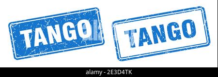 tango square stamp. tango grunge sign set Stock Vector
