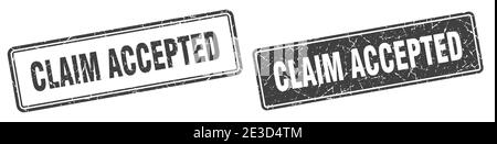 claim accepted square stamp. claim accepted grunge sign set Stock Vector