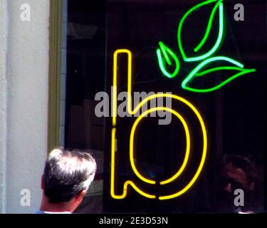 B, Neon bar sign, Washington D.C. Stock Photo