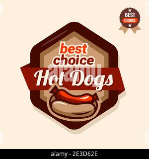Set of badge, label, logo, icons design templates for american hotdog. Stock Vector