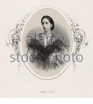 Emma Livry portrait, 1842 – 1863, was a French ballerina who was one of the last ballerinas of the Romantic ballet era and a protégée of Marie Taglioni, vintage illustration from 1860 Stock Photo