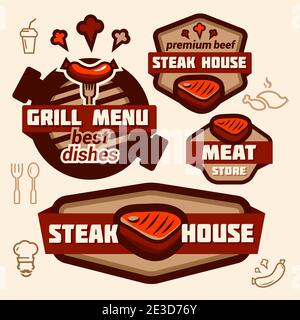 Set of badge, label, logo, icons design templates for american hotdog. Stock Vector