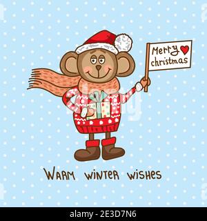 Cute vector illustration of symbols 2016 Monkey. Stock Vector