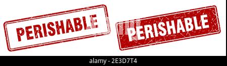 perishable square stamp. perishable grunge sign set Stock Vector