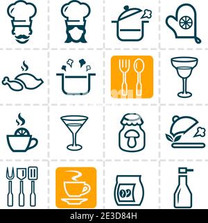 Food Line Icon Set Vector Onboarding Stock Vector Image & Art - Alamy