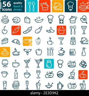 Food and drink thin line icon set Stock Vector Image & Art - Alamy