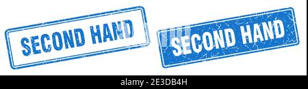 second hand square stamp. second hand grunge sign set Stock Vector