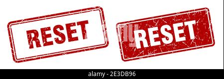 reset square stamp. reset grunge sign set Stock Vector