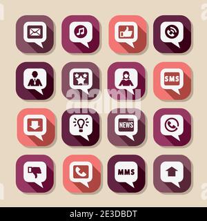 Speech Bubbles Concept Vector Icons Set. Stock Vector