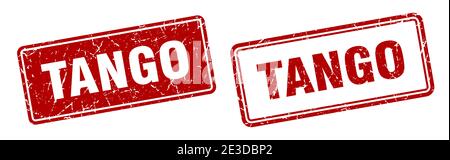 tango square stamp. tango grunge sign set Stock Vector