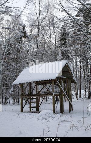 Cold air from Siberia covers Poland in Heavy Snow and sees Stock Photo