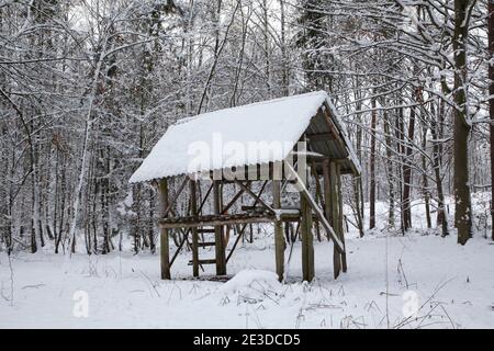 Cold air from Siberia covers Poland in Heavy Snow and sees Stock Photo