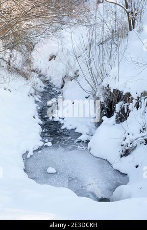 Cold air from Siberia covers Poland in Heavy Snow and sees Stock Photo