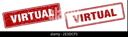 virtual square stamp. virtual grunge sign set Stock Vector