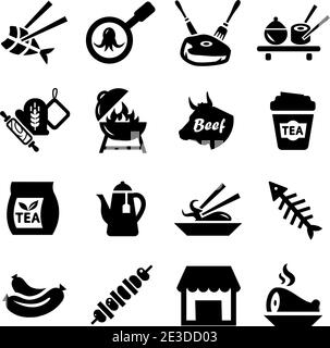 Vector Food and Meat Icons Set for web and mobile. Stock Vector