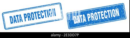data protection square stamp. data protection grunge sign set Stock Vector
