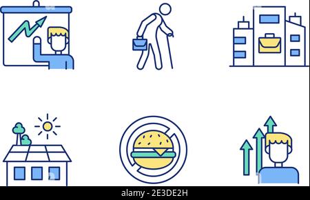 Personal wellness RGB color icons set Stock Vector
