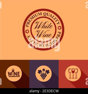 Wine Menu Elements in Flat Design Style. Stock Vector