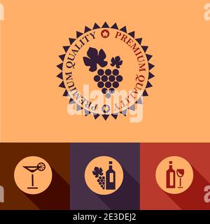 Wine Design Elements in Flat Design Style. Stock Vector