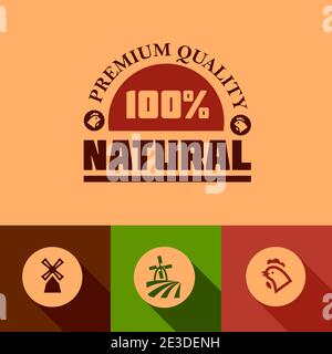 Natural Food Design Elements in Flat Design Style. Stock Vector
