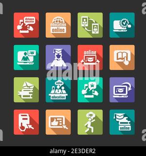 Education icons set simple flat style outline illustration Stock Vector ...