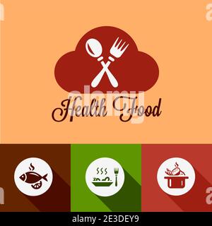 Healthy Food Design Elements in Flat Design Style. Stock Vector