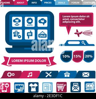 Flat Web And Mobile Interface. Design Elements. Stock Vector