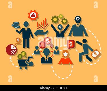 Flat Business And Financial Icons Set for web and mobile. Stock Vector