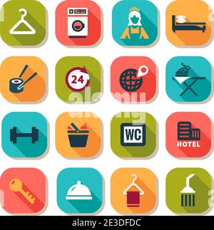 Hand Drawn Vector Illustration Set of Hotel Business Sign and Symbol. Stock Vector