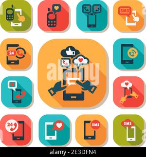 Elegant Vector Flat Phone Icons Set. Stock Vector
