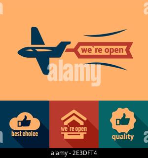 Elegant Marketing and Advertisement  Design Elements  in Flat Design Style. Stock Vector