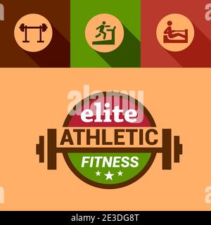 Flat Fitness and Sport Design Elements. Stock Vector