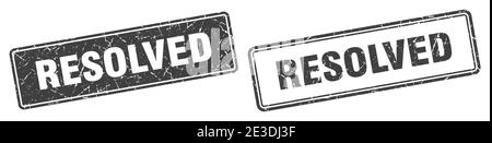 resolved square stamp. resolved grunge sign set Stock Vector