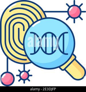 DNA fingerprinting RGB color icon Stock Vector