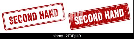 second hand square stamp. second hand grunge sign set Stock Vector