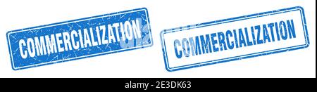 commercialization square stamp. commercialization grunge sign set Stock Vector