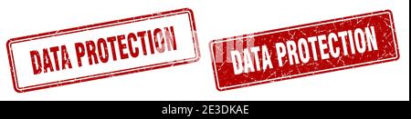 data protection square stamp. data protection grunge sign set Stock Vector