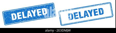delayed square stamp. delayed grunge sign set Stock Vector