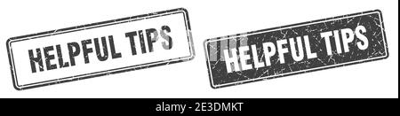 helpful tips square stamp. helpful tips grunge sign set Stock Vector