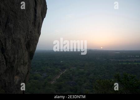 Beautiful panoramic view from Sigiriya mountain at sunset Stock Photo