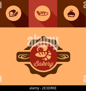 Illustration of Bakery in Flat Design Style. Stock Vector