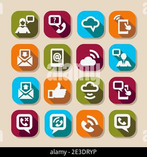 Elegant Communication Icons Set for web and mobile. Stock Vector
