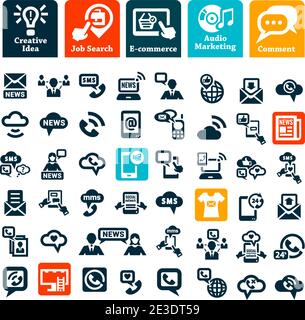 Elegant Communication Icons Set for web and mobile. Stock Vector
