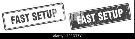 fast setup square stamp. fast setup grunge sign set Stock Vector