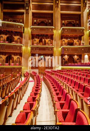 Muscat, Oman, December 3, 2016: Interior view of Royal Opera House  in Muscat, Oman Stock Photo