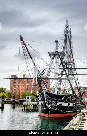 Boston, MA, September 28, 2020: Historic USS Constitution is the world's oldest commissioned naval vessel in use