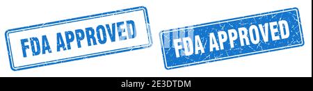 fda approved square stamp. fda approved grunge sign set Stock Vector